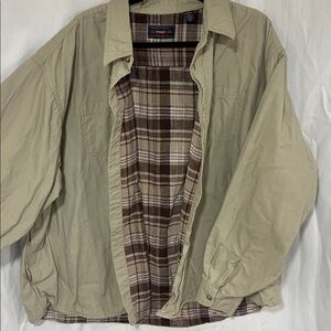 Wrangler DAD 100% Cotton Vintage Khaki Shirt Jacket with Plaid Lining 3X Shirt